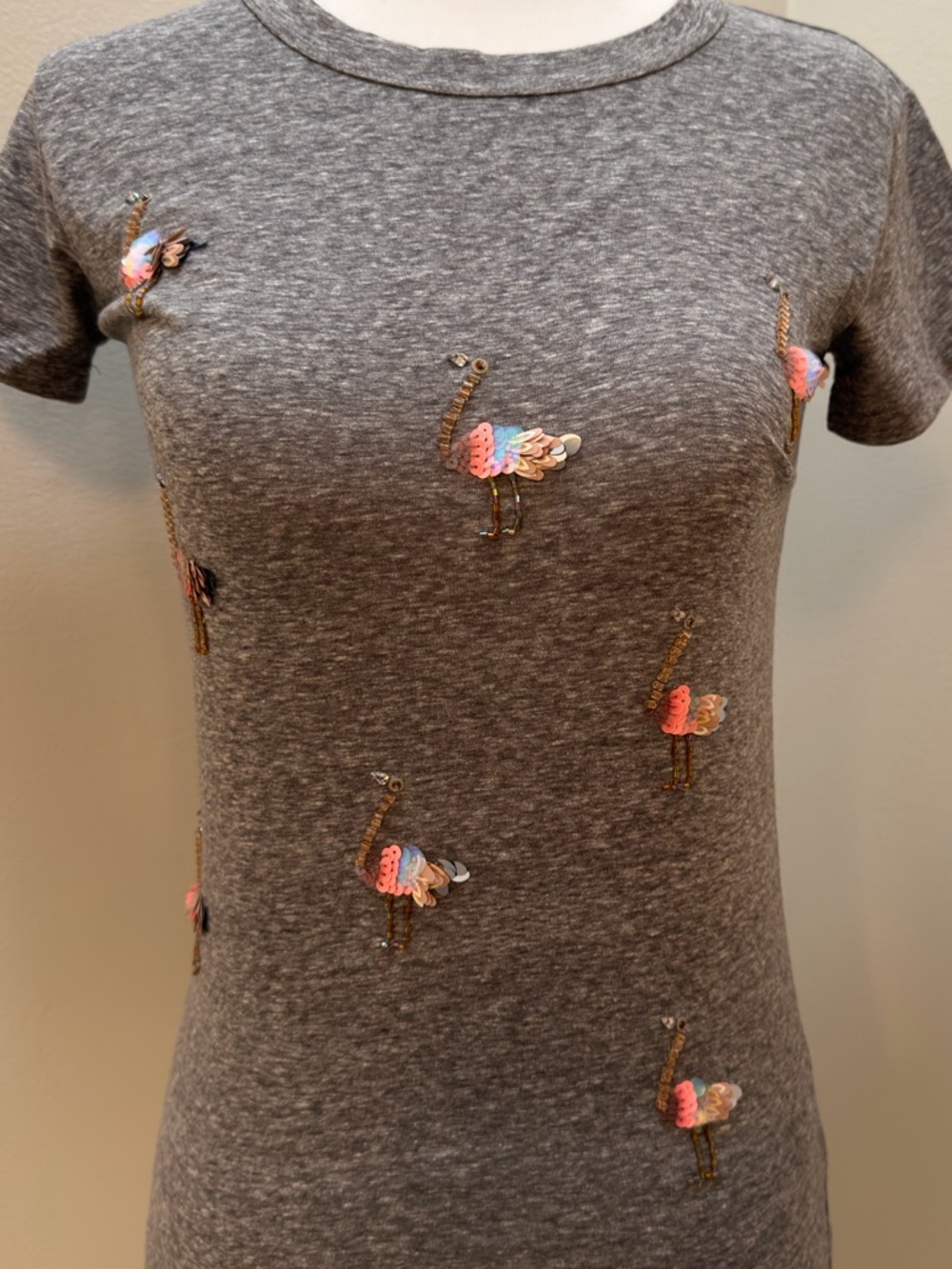 J. Crew Heather Gray Sequin Embellished Tee